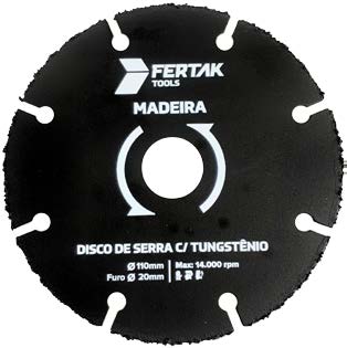 Disco P/ Madeira C/ Tungstênio 110 X 20 MM Fertak