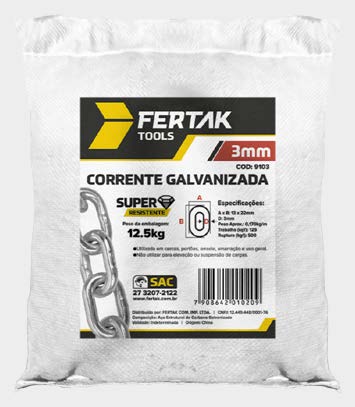 Corrente Galvanizada 9,5mm - Rolo 25,0kg Fertak