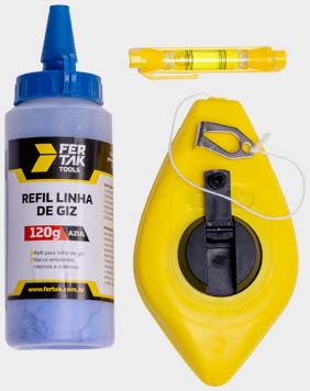Jg Linha 15m + Giz 120G + Nível Azul Fertak